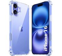Pritify Coque transparente pour iPhone 16 - Dos en polycarbonate rigide et TPU souple - Anti-chocs - Coque arrière transparente anti-rayures