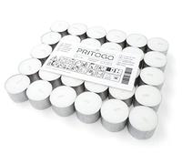 Pritogo - Bougies chauffe-plat (30 pièces) - blanches, non parfumées, couvercle en aluminium Ø 3,8 * 2,5 cm, sans suie, durée de combustion : 8 heures
