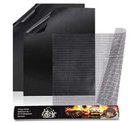 Pritogo Lot de 3 tapis de barbecue (40 x 33 cm) pour four au charbon de bois, électrique, gaz, réutilisable, découpable, Noir
