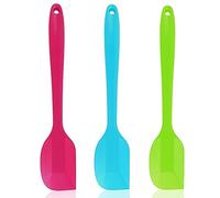 Pritogo Set de 3 spatules en silicone, petites 21,5 cm - noyau en métal - sans BPA - jusqu'à 220° - bleu, vert, rose