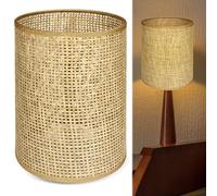 PRITOK Abat-jour suspendu en rotin : abat-jour décoratif rétro, couvre-lampe, accessoires pour salle à manger et salon (20 x 14 cm)