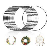 PRITOK Anneaux en métal pour le bricolage : 12 pièces 30 cm, noir, fer, ronde, décoration, floral, mariage