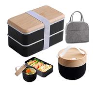 PRITOK Boîte à Bento Isotherme 1400ml + Bol à Soupe 600ml avec Sac Isotherme, Lot de Déjeuner Sans BPA pour Adulte/Enfant, Compatible Micro-Ondes et Couverts en Acier Inoxydable (Qualité Supérieure)