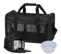 Pritok Boîte de transport pour chien et chat : 42 x 27 x 28 cm Caisses pliables avec gamelle