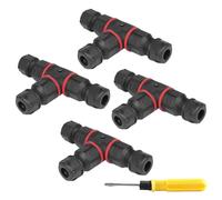 PRITOK Connecteur de câble étanche : connecteur de câble étanche à 3 voies en forme de T, manchon de connexion à 3 broches, boîte de jonction, manchon de câble de jardin (M20)