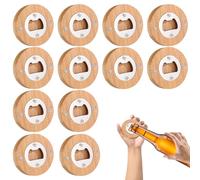 PRITOK Décapsuleur en bois : 12 pièces ouvre-bouteille, décapsuleur en acier inoxydable bambou avec affaiblissement du champ, adsorbable, décapsuleur personnalisé, excellent cadeau pour les hommes