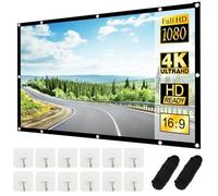 PRITOK Écran de projection pliable 120" 16:9 HD Écran de projection pliable double face Écran de projection pliable épais anti-lumière Rideau de fuite pour intérieur et extérieur Écran de projection