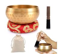 PRITOK Ensemble de Bol Chantant Tibétain: Bol Chantant Tibétain de 8 cm avec Coussin et Maillet en Bois, Fabriqué à la Main au Népal pour la Méditation, Chakra, Yoga, Accessoires de Méditation, Unique