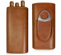 PRITOK Étui à cigares en cuir avec coupe-cigares : 3 tubes Humidor Nourriture en bois de cèdre Humidors de voyage pour cigares, accessoires de cigares, coffret cadeau de cigares, cadeaux pour hommes