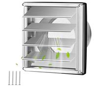 PRITOK Grille d'aération en acier inoxydable : 100 mm avec clapet anti-retour, grille de protection contre les intempéries en acier inoxydable avec lamelles mobiles, grille de sortie extérieure