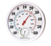 PRITOK Hygromètre analogique : 25 cm, thermomètre-hygromètre, thermomètre ambiant, température et humidité pour la climatisation de la pièce, serre, blanc