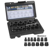 PRITOK Kit de 14 extracteurs d'écrous : ensemble d'extracteurs de vis - Jeu de douilles à profil spiralé - Extracteur de boulons pour enlever les écrous endommagés et rouillés (6,35-19 mm) (noir)