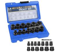 Pritok Kit de 14 extracteurs: ensemble d'extracteurs de vis - Jeu de douilles spiralées - Extracteurs de boulons bleu (6,35-19 mm)