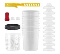 PRITOK Kit de gobelets mélangeurs de peinture : couvercle et système de revêtement avec 10 inserts de 600 ml, 2 bouchons et 1 tasse rigide avec anneau de support, 1 adaptateur de tasse M16 x 1,5