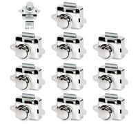 PRITOK Lot de 10 serrures de porte à bouton poussoir pour camping-car, grand cabinet Catch Serrure de porte d'armoire Serrure de meuble pour camping-car, caravane, yacht, armoire, porte, argent
