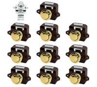 PRITOK Lot de 10 serrures de porte à bouton poussoir pour camping-car, grande serrure de porte d'armoire, serrure de meuble pour camping-car, caravane, yacht, armoire, porte, marron