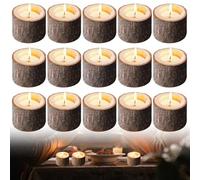 PRITOK Lot de 15 photophores en bois : photophores vintage pour mariage, décoration de table, Saint-Valentin, Halloween, Noël (4 cm)