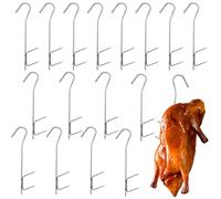 PRITOK Lot de 16 crochets de fumage à double pointe : 21 cm Crochets de fumage en acier inoxydable pour poissons fumés, viande, saucisses, argent