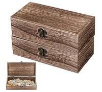 PRITOK Lot de 2 boîtes en bois naturel avec couvercle - Marron - Avec couvercle - En bois non laqué - Pour travaux manuels, peinture, décoration - 20 x 10 x 6 cm