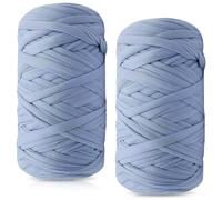 PRITOK Lot de 2 pelotes de fil pour t-shirt 400 g - Pour crochet et tricot - Fil à tricoter - Fil textile pour sacs à crochet, paniers, tapis, décoration de la maison et artisanat DIY (bleu)