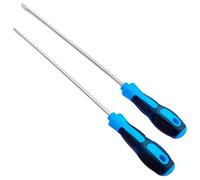 PRITOK Lot de 2 tournevis longs : tournevis cruciforme et tournevis plat, tournevis magnétiques en acier au chrome vanadium avec poignées antidérapantes pour outils à main DIY (bleu)