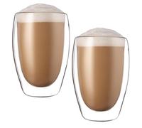 PRITOK Lot de 2 verres à latte macchiato à double paroi : lot de 2 verres à café à double paroi en verre borosilicate, tasses à cappuccino, tasses à thé, tasses à café isolées, passent au