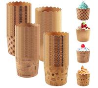 PRITOK Lot de 200 mini moules à muffins en papier kraft - Pour Pâques, mariage, fête, panettone - Quatre motifs