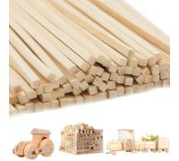 PRITOK Lot de 250 baguettes carrées en bois : longues bandes en bois naturel - Bandes de bambou carrées pour bricolage, modélisme, bricolage, sculpture, bricolage (300 x 4 x 4 mm)