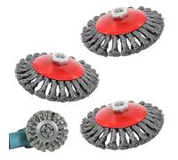 PRITOK Lot de 3 Brosses Métalliques pour Meuleuse d'Angle : Ø 125 mm Circulaire en Acier Flexible, pour Accessoires de Nettoyage et de Ponçage (M14)