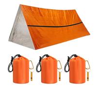 PRITOK Lot de 3 sacs de bivouac de survie d'urgence - Couverture de survie - Couverture de survie - Résistantes à la chaleur - Protection contre le froid - Imperméables - Avec sifflet - Pour