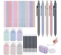 PRITOK Lot de 33 surligneurs esthétiques pastel - Stylos esthétiques - Gomme - Crayon - Surligneurs - Stylo gel - Ruban correcteur - Mine de crayon - Fournitures scolaires - Pour la maison, l'école