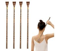 PRITOK Lot de 4 gratte-dos en bois : 17 pouces masseur long gratte-dos gratte-main gratte-dos manuel appareil de massage du dos pour un soulagement immédiat des démangeaisons