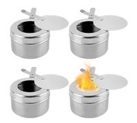 PRITOK Lot de 4 récipients à pâte combustible : récipient à pâte combustible en acier inoxydable avec couvercle, brûleur à fondue accessoires de cuisson de camping pour buffets, barbecues, hotpot