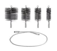 PRITOK Lot de 5 brosses pour tuyau de poêle : brosse pour chaudière, brosse en fil d'acier robuste pour le nettoyage des tuyaux et l'élimination de la rouille (30 mm/50 mm/80 mm/150 mm)