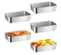 PRITOK Lot de 5 moules à pain en acier inoxydable - Moule à pain rectangulaire - Idéal pour la cuisson de gâteaux - 22,8 x 15,3 x 5,9 cm