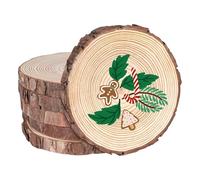 PRITOK Lot de 6 disques en bois de 18 à 20 cm, non percés de 15 mm d'épaisseur, tronc d'arbre non traité, pour travaux manuels, mariage, Noël