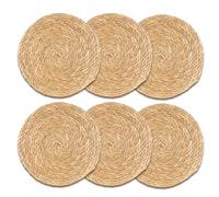 Pritok Lot de 6 sets de table ronds tressés jacinthe d'eau : 30 cm, dessous de verre, décoration salon, sets extérieurs