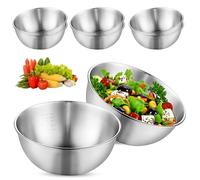 PRITOK Lot de 8 saladiers empilables en acier inoxydable - Diamètre : 19 cm - Bols de qualité supérieure avec marques de mesure - Saladiers pour salade, collations, sauces, céréales
