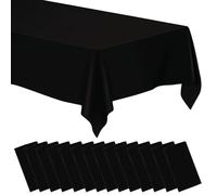 PRITOK Nappe Noire : 14 pièces 137 x 274 cm Nappes en Plastique Noires, Nappes en Papier Rectangulaire Nappe de fête Noire pour Pique-nique, Fête, Décoration, Mariage, Banquet