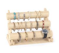 PRITOK Présentoir à bijoux en velours : présentoir à bracelets amovible à 3 étages pour femmes et filles, porte-bijoux pour bracelets, colliers, présentoir à bijoux pour la maison ou le magasin