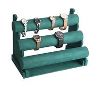 PRITOK Présentoir à bracelets en velours à 3 étages amovible, présentoir à bijoux pour femme et fille, porte-bijoux en velours, porte-bijoux pour bracelet, collier et montre (vert)