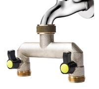 PRITOK Raccord d'eau en laiton de 3/4" - Composants : 2 voies - Distributeur d'eau pour 2 appareils/tuyaux d'arrosage avec robinet à boisseau sphérique pour régler et fermer le débit d'eau