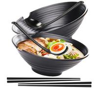 PRITOK Ramen Lot de 2 bols à ramen avec baguettes et cuillères à soupe, 1000 ml, bols à ramen japonais pour soupe, bol pho et sushi, passe au lave-vaisselle
