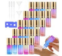 PRITOK Roll On Lot de 25 bouteilles en verre multicolore de 5 ml pour huile essentielle avec boules et accessoires en acier inoxydable