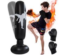PRITOK Sac de Frappe Gonflable Debout 160 cm pour Enfants et Adultes - Avec Gants de Boxe - Pour Karaté, Taekwondo