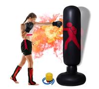 PRITOK Sac de frappe pour enfants 160 cm Sacs de frappe sur pied : sac de frappe gonflable sur pied, colonne de frappe gonflable avec pompe à air incluse pour les enfants adultes pour s'entraîner à la