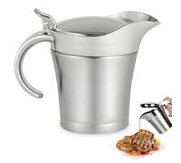 PRITOK Saucière thermique en acier inoxydable 450 ml : distributeur de sauce à double paroi avec couvercle à charnière et anse, pot à sauce, pot à lait, pichet à sauce isolé pour servir la sauce, la