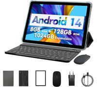 PRITOM Tablette Android 13 de 10 Pouces, 8 Go (4+4), 128 Go, Extensible 1 to, 8000 mAh, Tablette WiFi, processeur Qcta Core, WiFi 6, Bluetooth, Tablette de Jeu, Tablette PC avec Sac, Clavier, Souris,