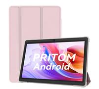PRITOM Tablettes Android 7" 15,8 Go de RAM 32 Go (extensible 1 To), 3500 mAh, tablette PC, Bluetooth, double caméra, WiFi, portable avec étui rose