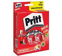 Bâtons de colle - PRITT - 5 x 43g - Sans solvants - Corps recyclé à 70% - Colle naturelle à 90%